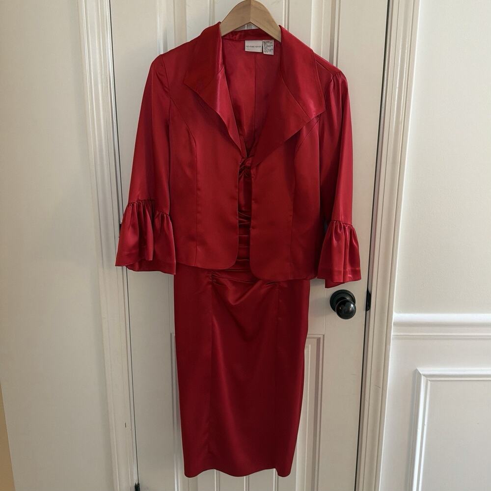 Vintage Newport News Red Dress & Jacket Two Piece Set Women’s Size 8
